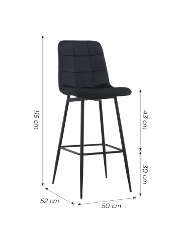 Lot 2 tabourets velours VELVETTE, structure...