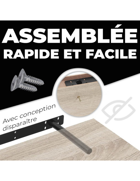 Étagère murale porte-objets 80x23,5x3,8 MDF, design encastré multifonction