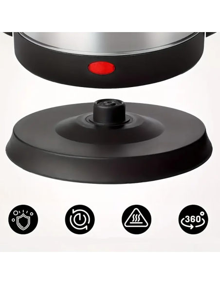 Bouilloire Électrique 1500W – Capacité 1,8 L en Acier avec Base Pivotante