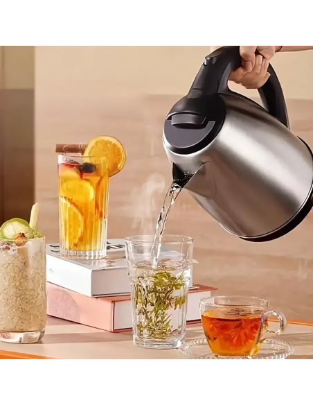 Bouilloire Électrique 1500W – Capacité 1,8 L en Acier avec Base Pivotante