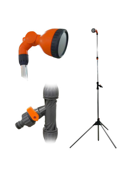Douche de Jardin Extérieure pour Camping – Trépied Réglable H215 avec Pommeau