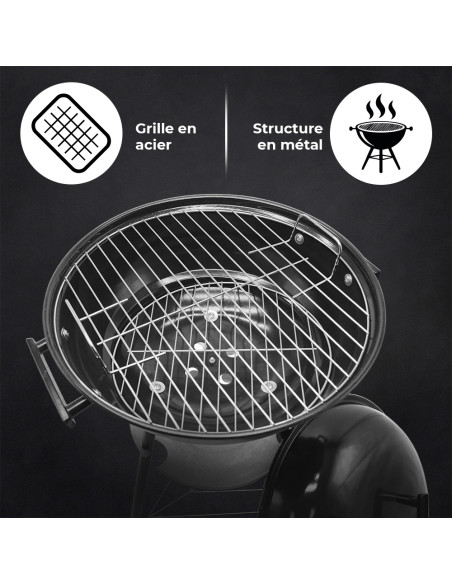 Barbecue Rond Enrico Coveri BBQ Charbon Couvercle Structure en Métal