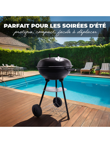 Barbecue Rond Enrico Coveri BBQ Charbon Couvercle Structure en Métal