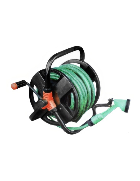 Enrouleur de Tuyau d'Arrosage Manuel 15m avec Pistolet à 5 Jets