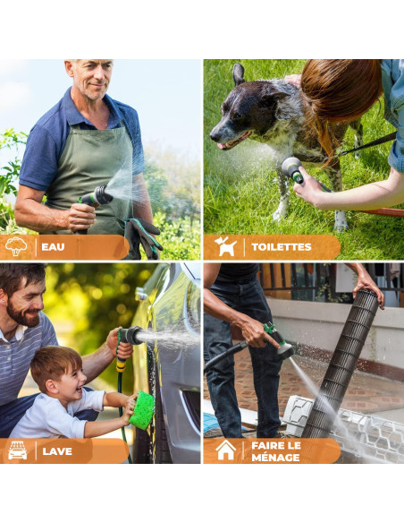 Enrouleur de Tuyau d'Arrosage Manuel 15m avec Pistolet à 5 Jets