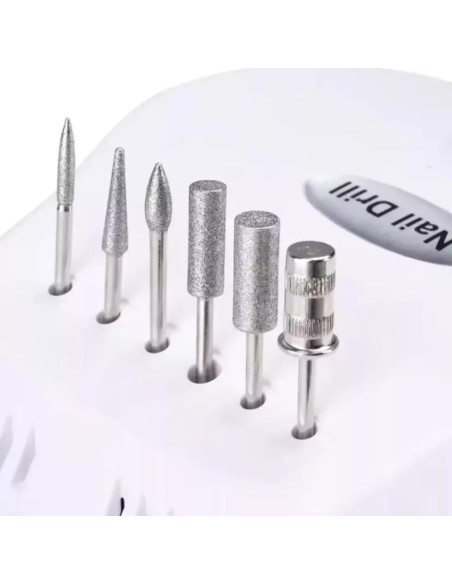 Fraise à Ongles Pro 35 000 Tr/min, Pédale, 5 Embouts, Vitesse Réglable