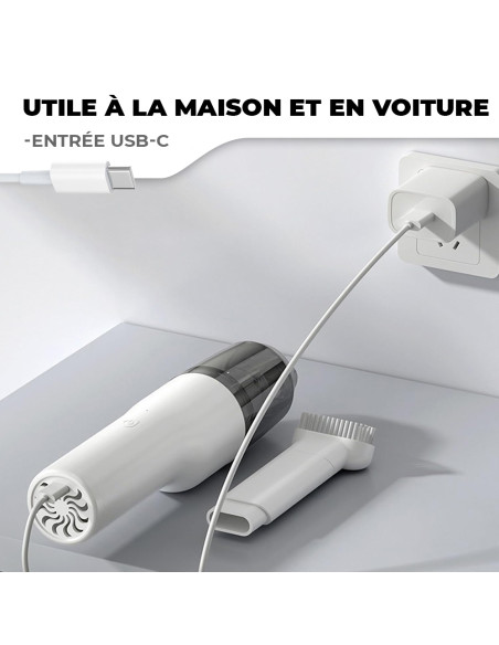 Mini Aspirateur Souffleur 2 en 1, Rechargeable, avec Filtre HEPA
