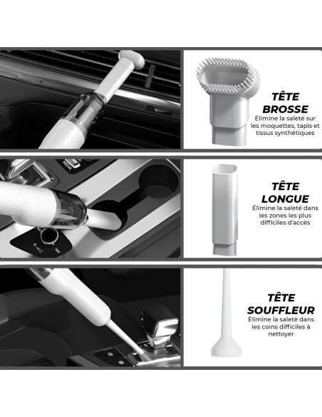 Mini Aspirateur Souffleur 2 en 1, Rechargeable, avec Filtre HEPA