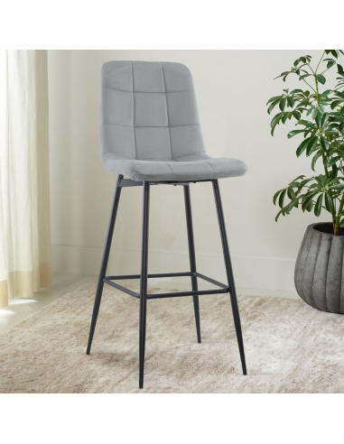 Set 4 tabourets velours VELVETTE, dossier,...