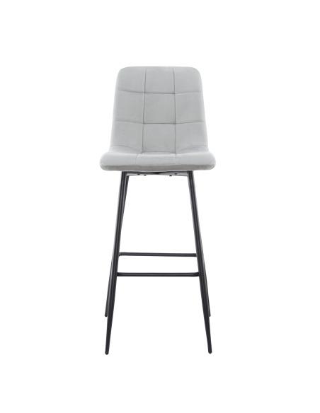 Set 4 tabourets velours VELVETTE, dossier, repose-pieds, pied noir