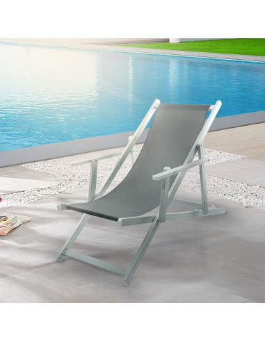 2 Chaises Longues Pliantes Napoli, Accoudoirs,...