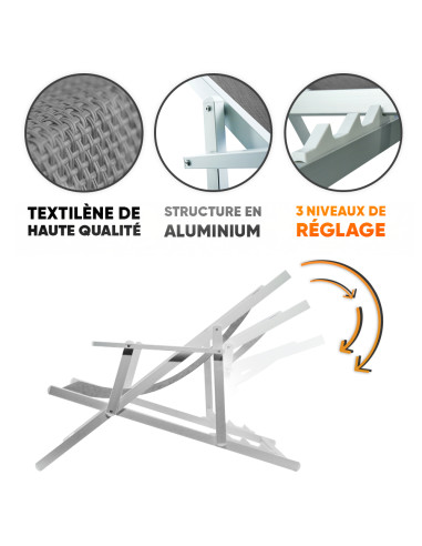 2 Chaises Longues Pliantes Napoli, Accoudoirs,...