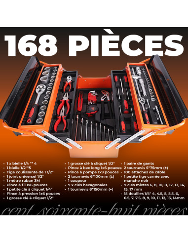 Mallette à Outils Portable – Coffret avec 168...