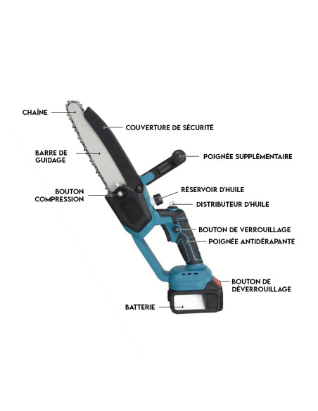 Tronçonn euse Électrique 8° Double Batterie 48V à Huile Portable avec Mallette