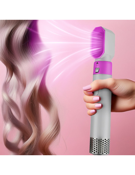 Asciugacapelli 5 en 1 avec coffret 1000W 5 accessoires brosse et fer à friser