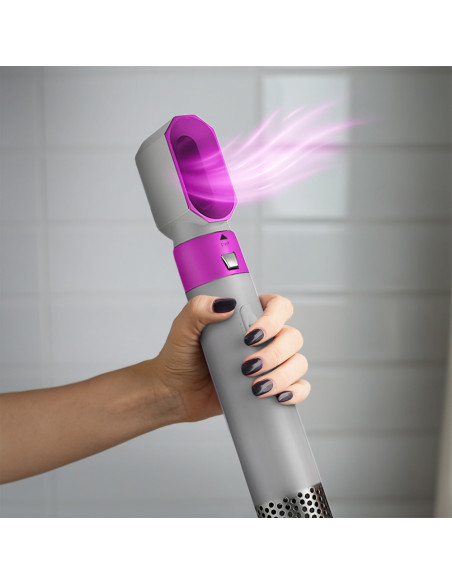 Asciugacapelli 5 en 1 avec coffret 1000W 5 accessoires brosse et fer à friser