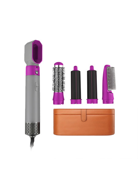 Asciugacapelli 5 en 1 avec coffret 1000W 5 accessoires brosse et fer à friser