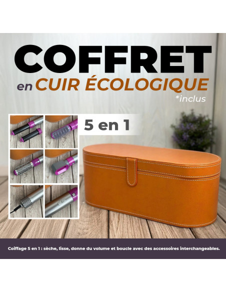 Asciugacapelli 5 en 1 avec coffret 1000W 5 accessoires brosse et fer à friser