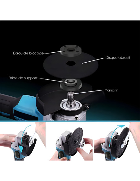 Meuleuse d'angle sans fil électrique double batterie 48V disque métal 5 pouces