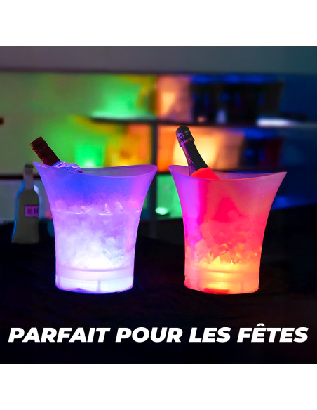 Seau à glace 7L porte-bouteilles RGB Bluetooth rechargeable.