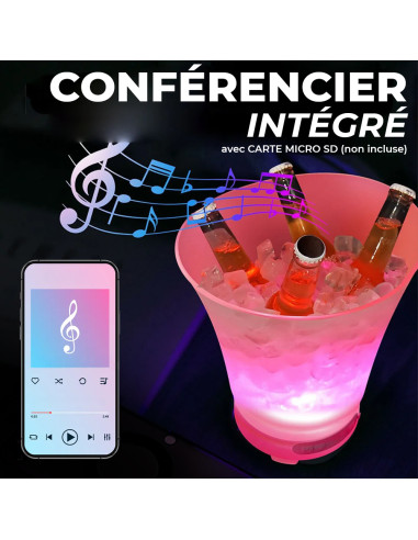 Seau à glace 7L porte-bouteilles RGB Bluetooth...