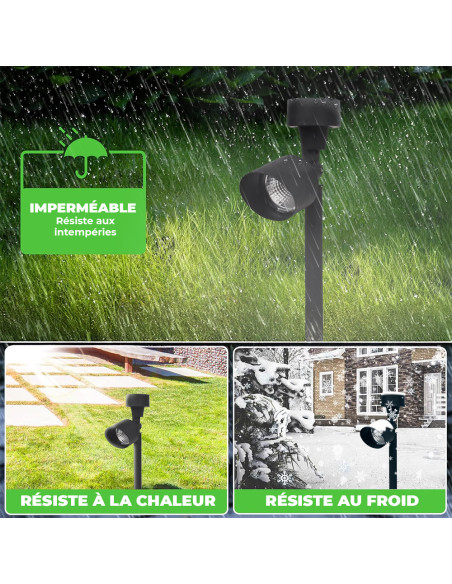 Lampe à recharge solaire 37 cm pour extérieur avec piquet plantable pour jardin