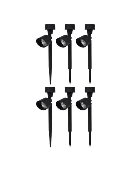 6 pcs Lampe solaire rechargeable 37 cm pour extérieur avec piquet pour jardin