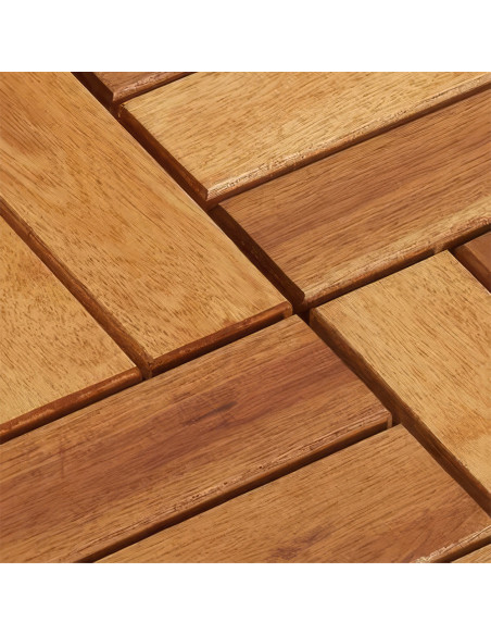 Pack 6 carreaux en bois d'acacia effet bois revêtement extérieur 30x30x2.5 cm