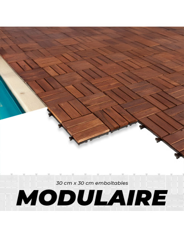Pack 6 carreaux en bois d'acacia effet bois...