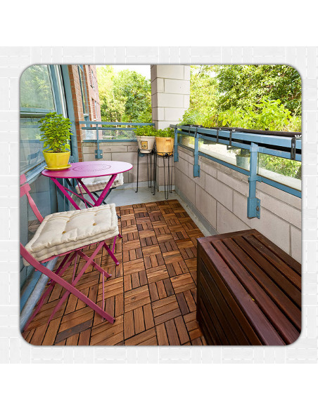 Pack 6 carreaux en bois d'acacia effet bois revêtement extérieur 30x30x2.5 cm