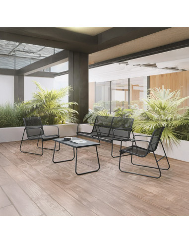 Salon de jardin ZANZIBAR noir 4 pièces canapé 2...