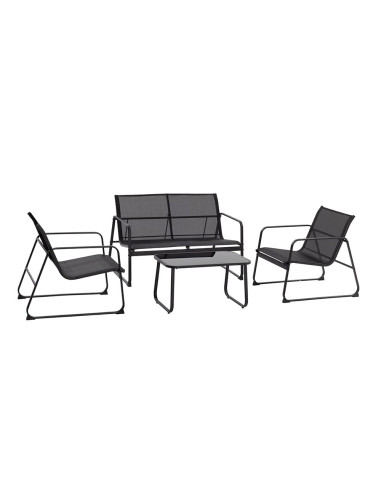 Salon de jardin ZANZIBAR noir 4 pièces canapé 2 fauteuils table basse