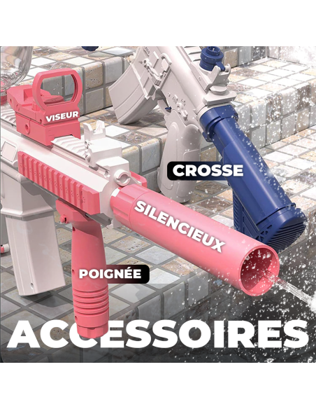 Fusil à Eau Électrique M416 avec Batterie Rechargeable Jet de 10 m et Silencieux
