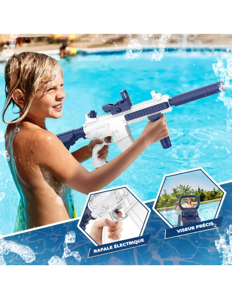 Fusil à Eau Électrique M416 avec Batterie Rechargeable Jet de 10 m et Silencieux