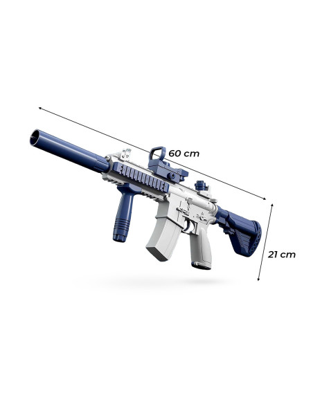 Fusil à Eau Électrique M416 avec Batterie Rechargeable Jet de 10 m et Silencieux