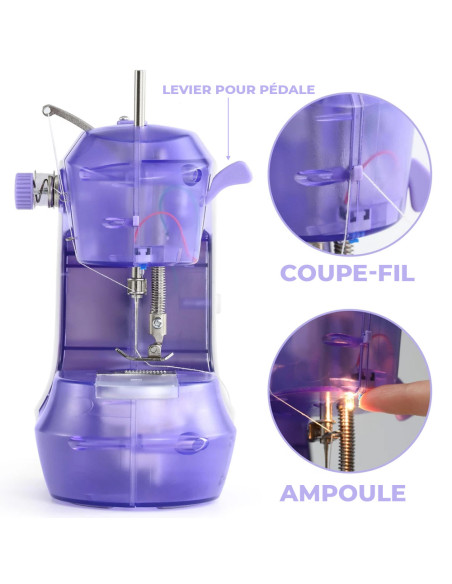 Mini Machine à Coudre Électrique Portable à Pédale, 7.2W, Double Vitesse