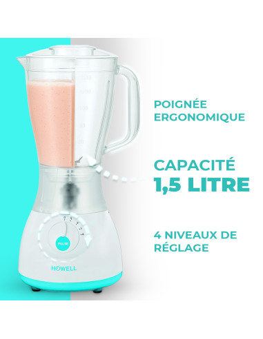 Mixeur avec Verseuse HOWELL 350W Capacité 1.5L...