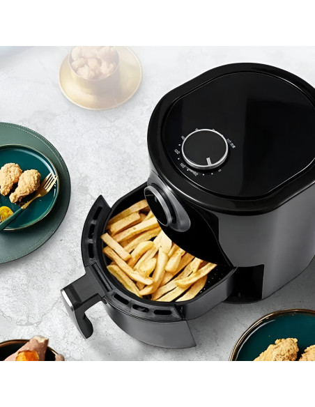 Friteuse à Air 1000W Capacité 4.5L avec Panier Température Réglable