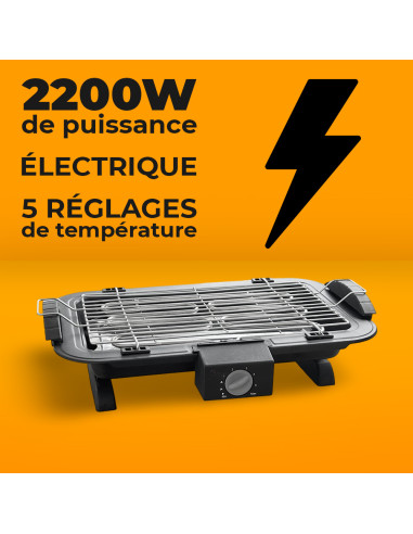 Barbecue Électrique de Table 2200W BBQ Portable...