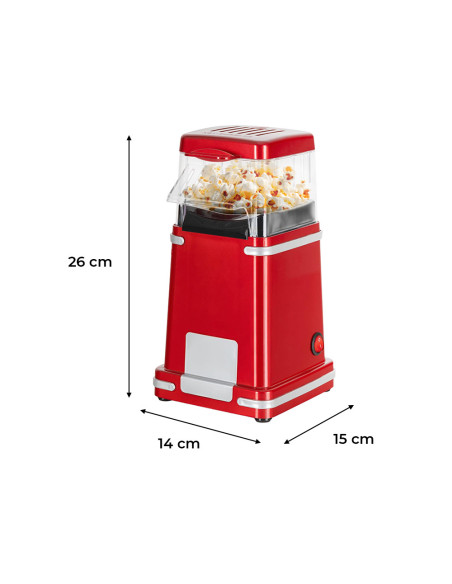 Machine à Popcorn 1200W à Air Chaud Rouge avec Doseur Popcorn en 3 Minutes
