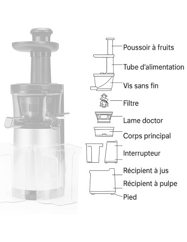 Extracteur de Jus Fruits et Légumes à Froid...