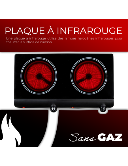 Plaque Électrique Infrarouge Vitrocéramique 2400W: Double Plaque