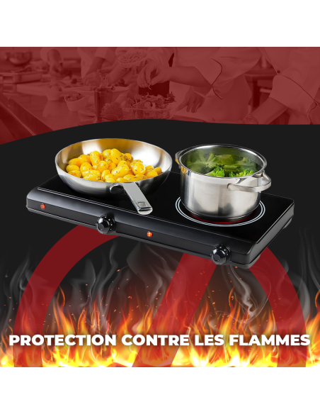 Plaque Électrique Infrarouge Vitrocéramique 2400W: Double Plaque