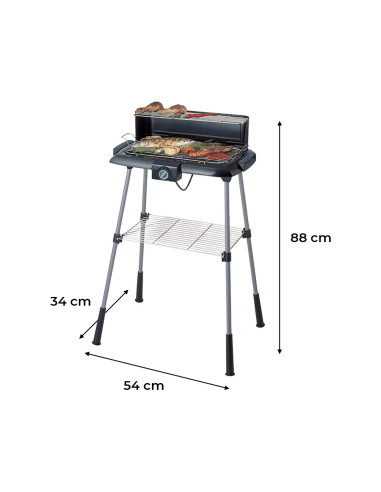 Barbecue Électrique 2200W H88cm: Grille...