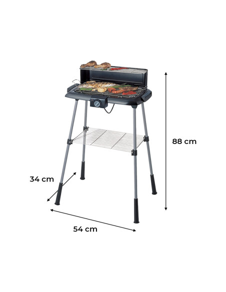Barbecue Électrique 2200W H88cm: Grille Température Réglable