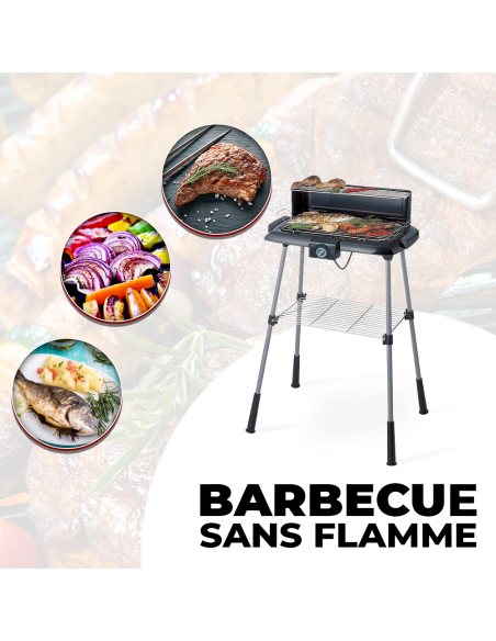 Barbecue Électrique 2200W H88cm: Grille Température Réglable