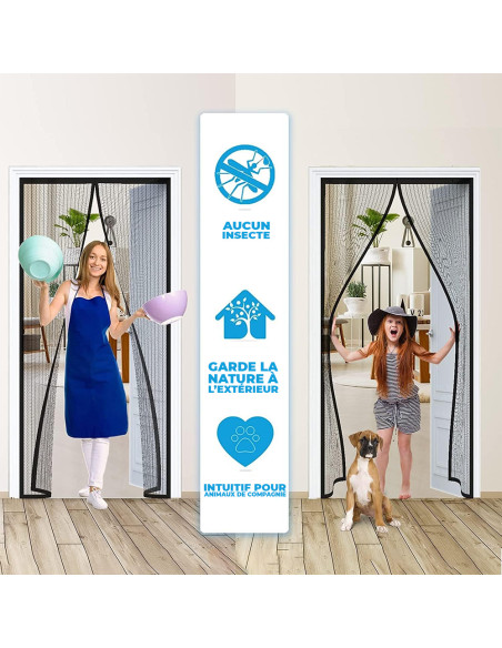Moustiquaire Magnétique 140x245 cm : Maison, Camping, Balcons et Fenêtres.