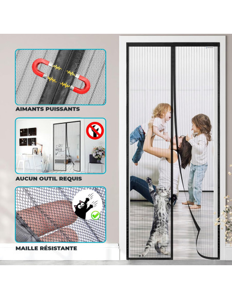 Moustiquaire Magnétique 140x245 cm : Maison, Camping, Balcons et Fenêtres.