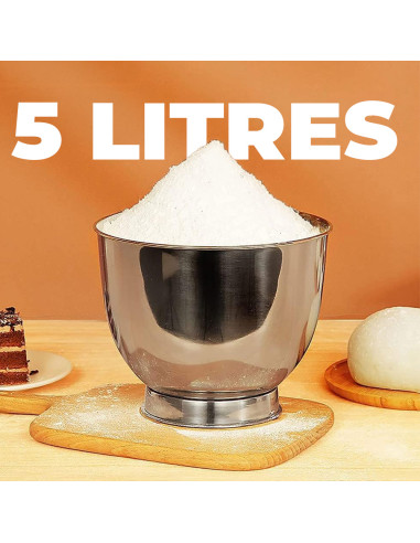 Robot Pâtissier Planétaire 600W, Bol 5L,...