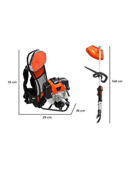 Débroussailleuse à Dos Thermique 52cc, Tronçonneuse à Essence 2 Temps de Jardin.